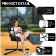 thumbnail image 5 of Egg Chair with Stand,Patio Rattan Wicker Hanging Swing Egg Chair Hammock Chair for Bedroom Porch Garden,Thickened Aluminum Alloy Steel Frame and UV Resistant Cushion,350LBS Capacity, 5 of 12