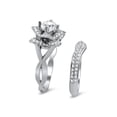 thumbnail image 3 of Dazzlingdaimonds Jewels 925 Sterling Silver 2.00 Ct Round Cut Diamond Flower Wedding Engagement Thanksgiving Christmas Bridal Ring Set 14K White Gold Plated For Women's -4, 3 of 4