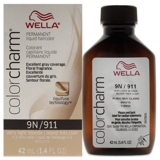 Tinte líquido permanente para cabello Color Charm - 9N Rubio muy claro de Wella para unisex - Tinte para cabello de 1,42 oz Wella Color de pelo 1.4 oz