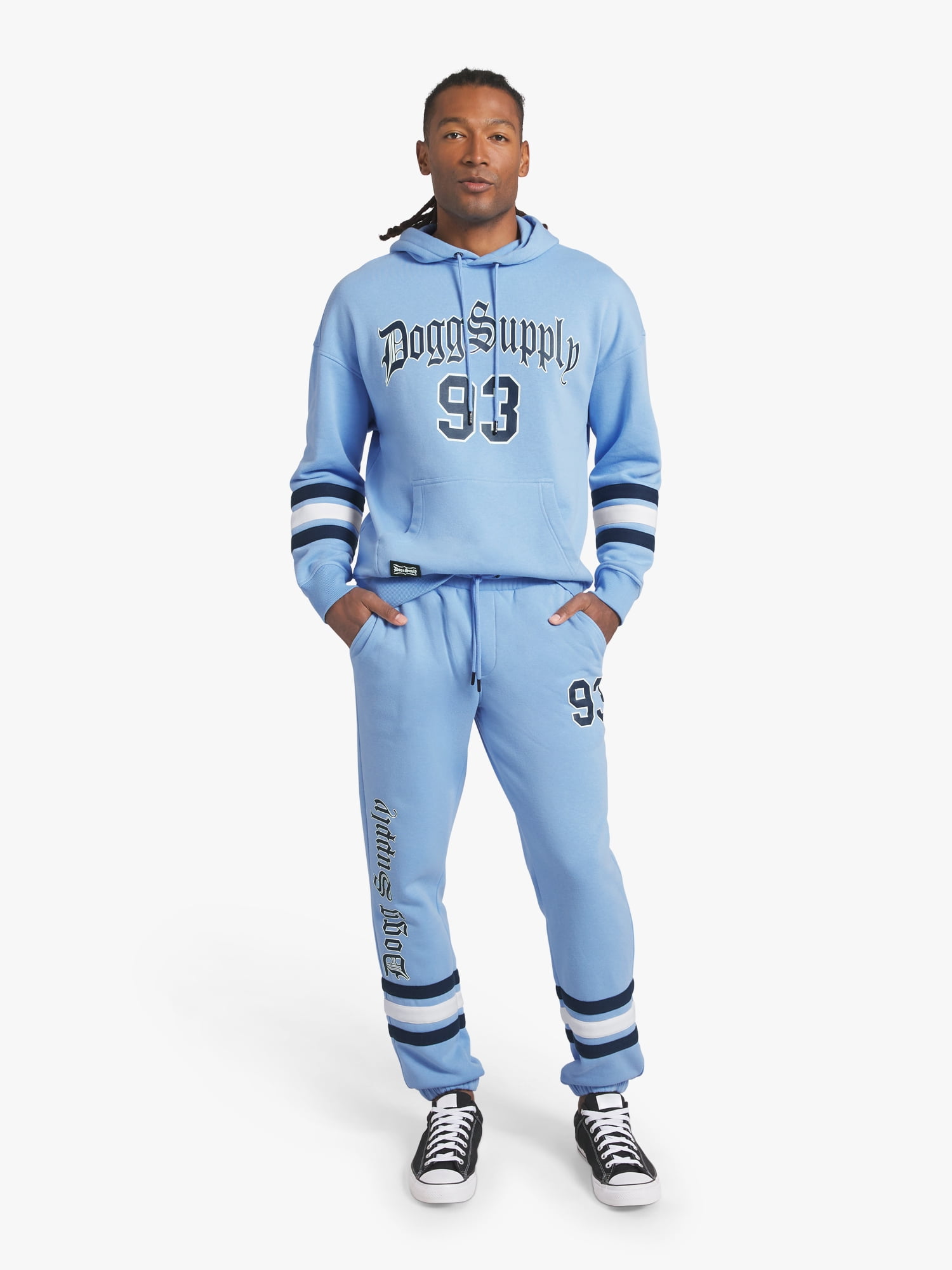Dogg Supply by Snoop Dogg All-Gender Men's and Women's Extended Size Varsity Fleece Joggers, Sizes 4XL-5XL