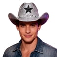 thumbnail image 1 of Cowboy Hat for Men Classic Five Point Star Denim Style Stadium Party Stage Attire Casual Wear Accessory, 1 of 5
