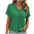 thumbnail image 1 of Timegard Tops for Women V Neck Button Short Sleeve Comfy Blouse Casual Loose Solid Color Shirts Tops, 1 of 8