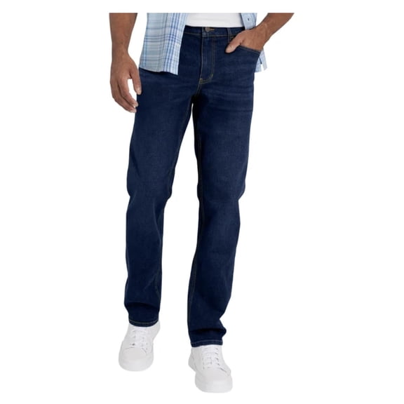 IZOD Men's Saltwater 5 Pocket Straight Fit Stretch Denim Jean (US, Waist Inseam, 36, 32, Regular, Regular, Dark Blue)