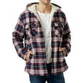 thumbnail image 3 of Flannel Hooded Jacket for Men Big and Tall Plaid Sherpa Thermal Lined Shirt Jacket Wine 4XL, 3 of 5