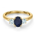 thumbnail image 3 of Gem Stone King 18K Yellow Gold Plated Silver Blue Sapphire and Sky Blue Aquamarine Engagement Ring for Women | 1.34 Cttw | Oval 7X5MM | Gemstone September Birthstone | Size 8, 3 of 6