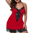 thumbnail image 5 of fheaev Plus Size Lingerie for Women Chemise V-Neck Lace Trim Sleeveless Sleepwear L6 Red, 5 of 9