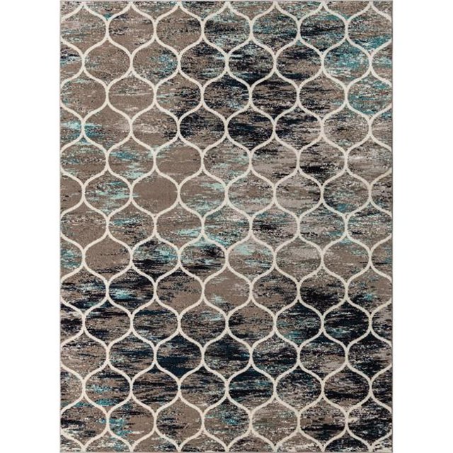 Unique Loom 3151720 9 x 12 ft. Trellis Frieze Rounded Rectangle Area Rug, Multi Color