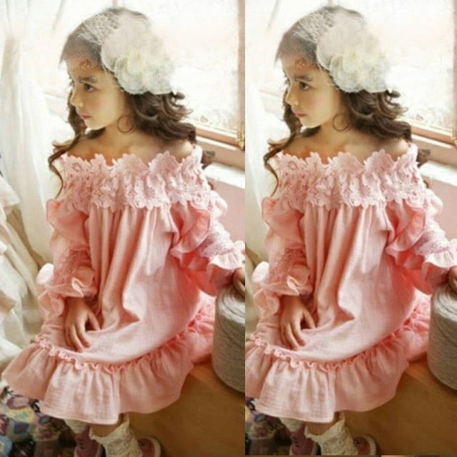 Robe Épaules Dénudées pour Filles Bébé Robe de Princesse pour Fête et Concours Robe d'Été