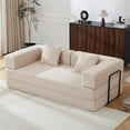 thumbnail image 1 of UTILIA Sofá Cama Plegable para Sala, Sillón Cama de Piso Convertible con Tela de Pana Suave, Espuma de Alta Densidad, Base Antideslizante, Diseño Flexible y Soporte Externo de Metal, Beige, 1 of 8