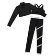 thumbnail image 3 of YONGHS Girls 3 Pcs Dance Outfit Mock Neck Crop Top Vest with Pants Gymnastic Ice Skating Tracksuit Black&Silver 10, 3 of 5