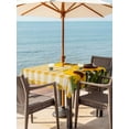 thumbnail image 3 of Outdoor Tablecloths with Umbrella Hole & Zipper, Spring Sunflowers 54x54 Inch Square Tablecloths, Yellow White Plaid Farmhouse Rustic Waterproof Table Cloth, Patio/Pool/Picnic Table Covers, 3 of 8