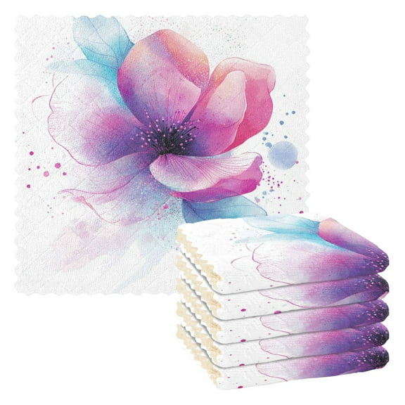 6 Pieces of Kitchen Towels 11x11Inch Kitchen Dish Cloths Kitchen Dish Towels Reuseable Cleaning Cloths Dreamy Flower