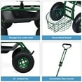 thumbnail image 3 of Costway Chariot de Jardin Roulant Siège de Travail avec Plateau Panier E Poignée Extensible Vert, 3 of 10