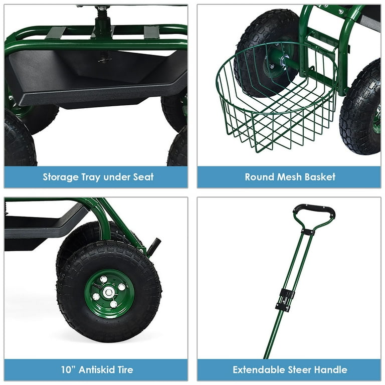 One stop gardens rolling work sale seat with tool tray