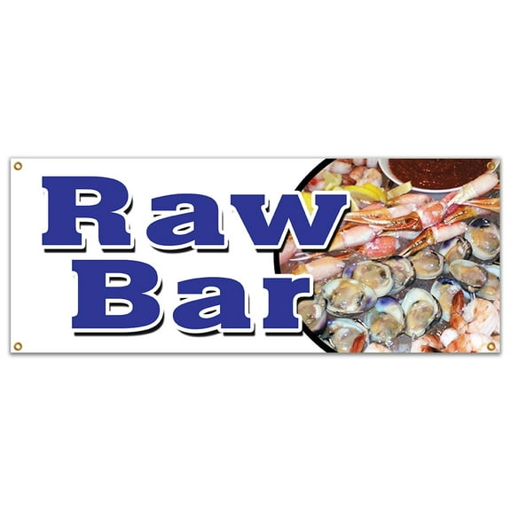 RAW BAR BANNER SIGN clams oysters beer fresh cold sushi cocktails