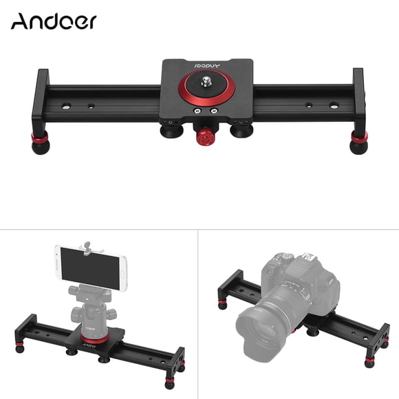 Andoer 30cm / 12inch alliage d'aluminium Camera Slider rail de stabilisateur vidéo pour DSLR Caméra Caméscope DV Film Photographie, charge jusqu'à 11Lbs