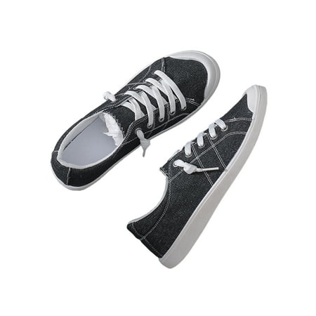 

Woobling Women’s Slip-On Sneakers Fashion Canvas Lightweight Comfort Low Top Casual Loafers Lace-up Classic Walking Flats