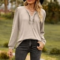 thumbnail image 3 of Womens Dressy Sweaters 2025 Fall Winter Long Sleeve Button Down Ruffle Henley Neck Casual Cotton Pullover Tops, 3 of 6