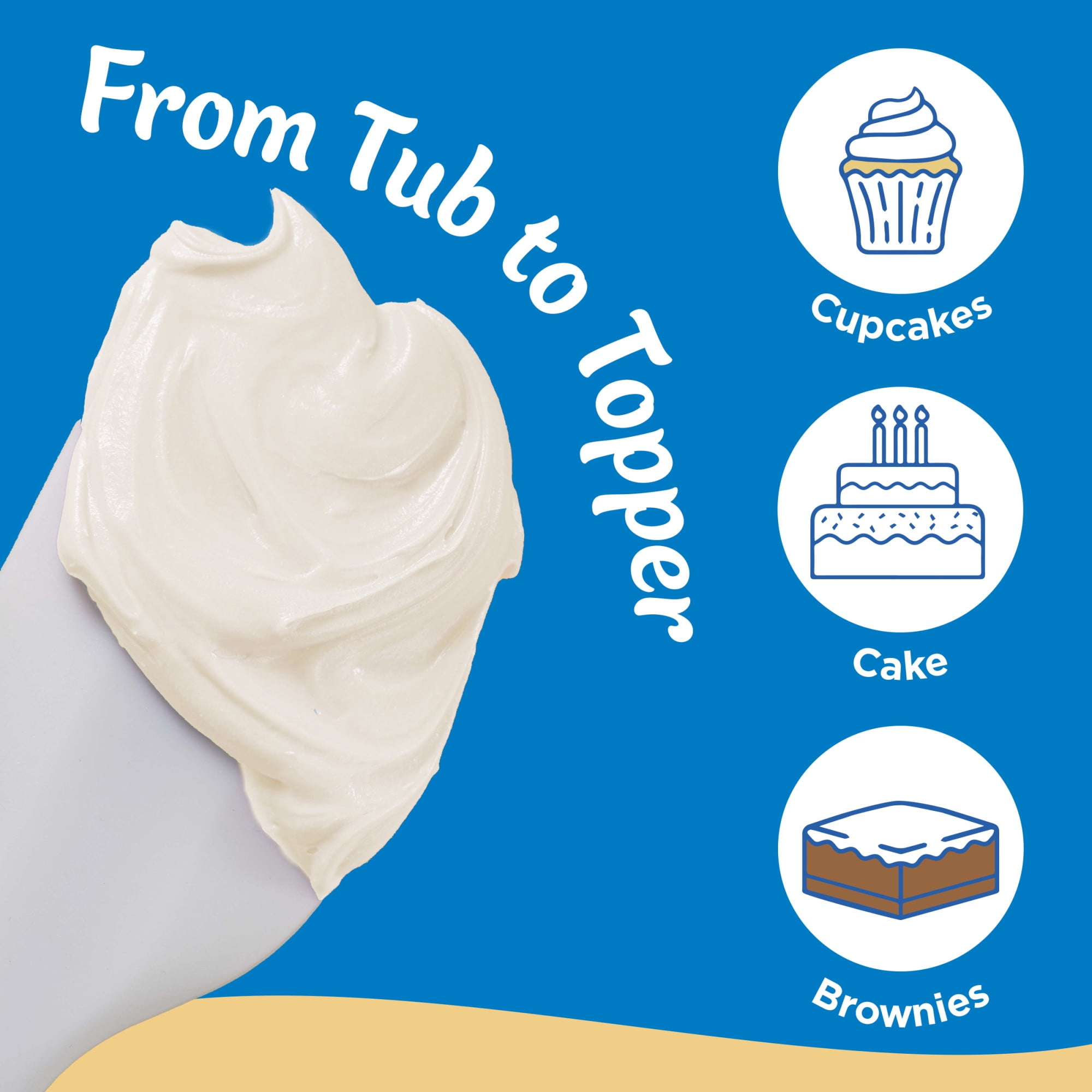 (3 pack) Pillsbury Whipped Buttercream Frosting, 12 oz Tub