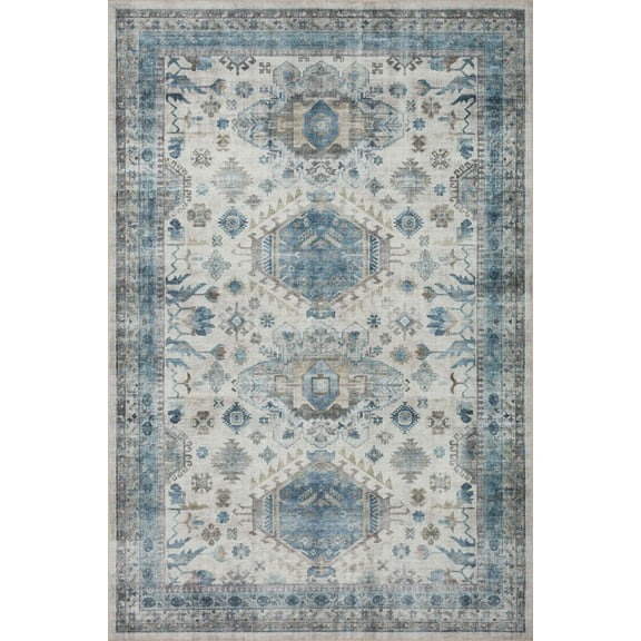 Loloi II Heidi Collection HEI-04 Ivory / Ocean, Southwestern Area Rug 8'-6" x 11'-6"