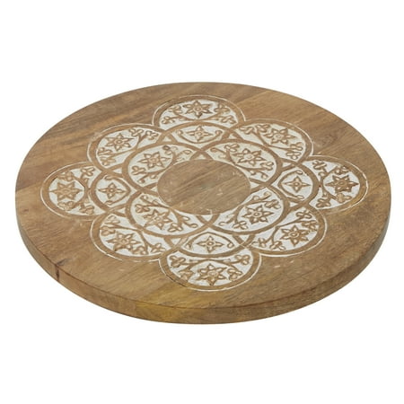 

DecMode 14 x 2 Brown Wood Intricately Carved Floral Cake Stand 1-Piece