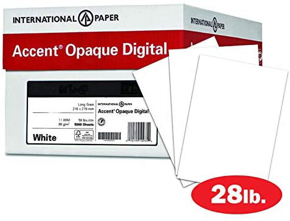 Accent Opaque Printer Paper, White Paper, 28lb Copy Paper, 8.5x11 Letter Paper, 3 Hole Punched, 10 Reams / 5,000 Sheets - Smooth Finish (188010C)