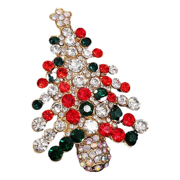 Elegante broche navideño, accesorios decorativos, ropa, insignias, broches, árbol rojo