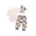 thumbnail image 2 of Babibeauty Newborn Baby Boys Girls Casual Outfit Autumn Fall Long Sleeve Rainbow Printed Romper T-Shirt Pants Hat Set, 2 of 5