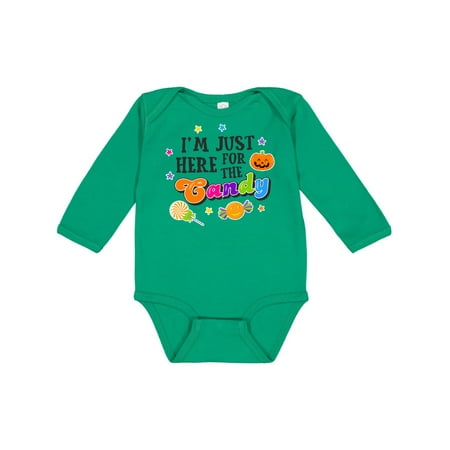 

Inktastic Im Just Here For The Candy Gift Baby Boy or Baby Girl Long Sleeve Bodysuit