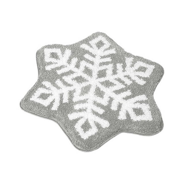 Christmas Themed Snowflake Rug Floor Mat - Festive Winter Cozy Durable Design for Living Rooms Bedrooms and Entryways