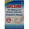 Secure Comfort Strips Waterproof Denture Adhesive - Customizable Fit, Extra Firm All Day Strong Hold for Lower Dentures - Zinc Free - 15 Strips (1 Pack)
