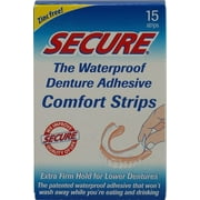 Secure Waterproof Denture Adhesive Comfort Strips, 15 Ct