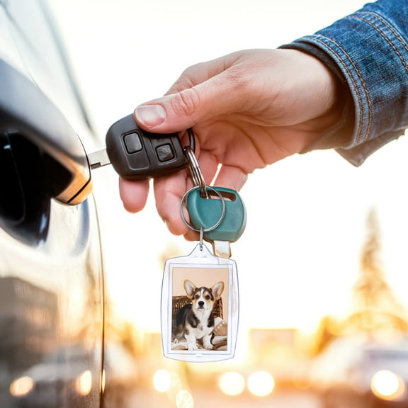 NUOLUX 10Pcs Diy Picture Frame Keychain Insert Photo Blank Keyring Friends present Giving Acrylic Metal