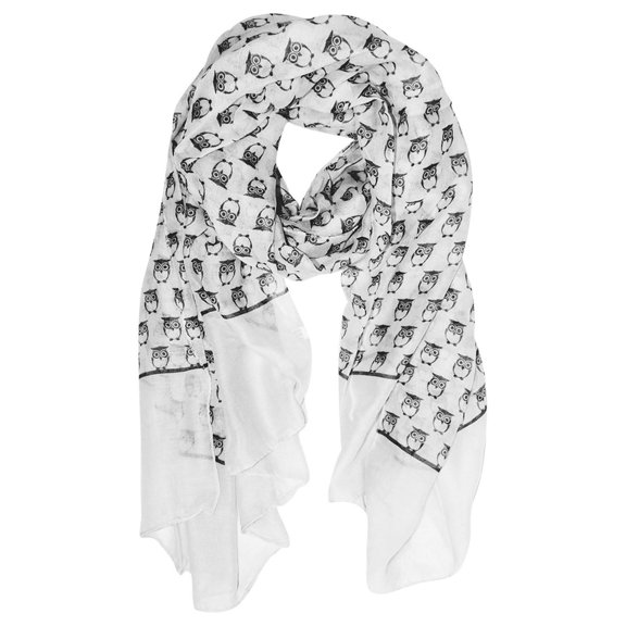 Peach Couture Summer Lightweight Soft Animal Bird Owl Printed Sheer Scarf Shawl