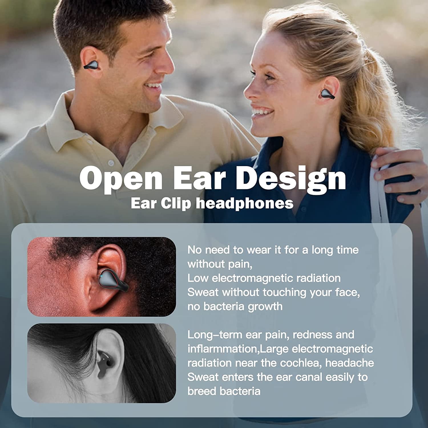 Open Ear Headphones Bluetooth True Wireless Open Earbuds for iPhone Android, Mini Open Ear Buds for Running with Mic Workout Headphones Cycling Sport Earphones Earbuds for Small Ear Canals- Gold