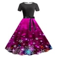 thumbnail image 1 of Jusqu'à 65 % de Réduction! Robes de Mode d'Été pour Femmes 2024 Grande Taille Décontractée Imprimé Floral Manches Courtes Col Rond Robe Hauteur Genou, 1 of 3