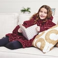 thumbnail image 3 of Nestl Wearable Blanket Hoodie Reversible for Kids and Teens, Warm and Cozy Oversized Fleece & Cut Plush Blanket Sweatshirt, Burgundy/Rainbow, 3 of 7