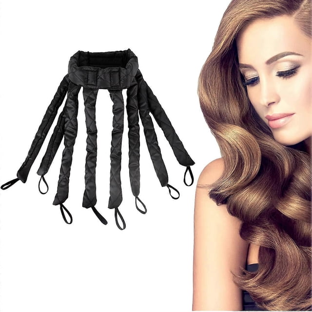 Rizador de pelo sin calor para cabello largo, rizador nocturno sin calor, diadema negra
