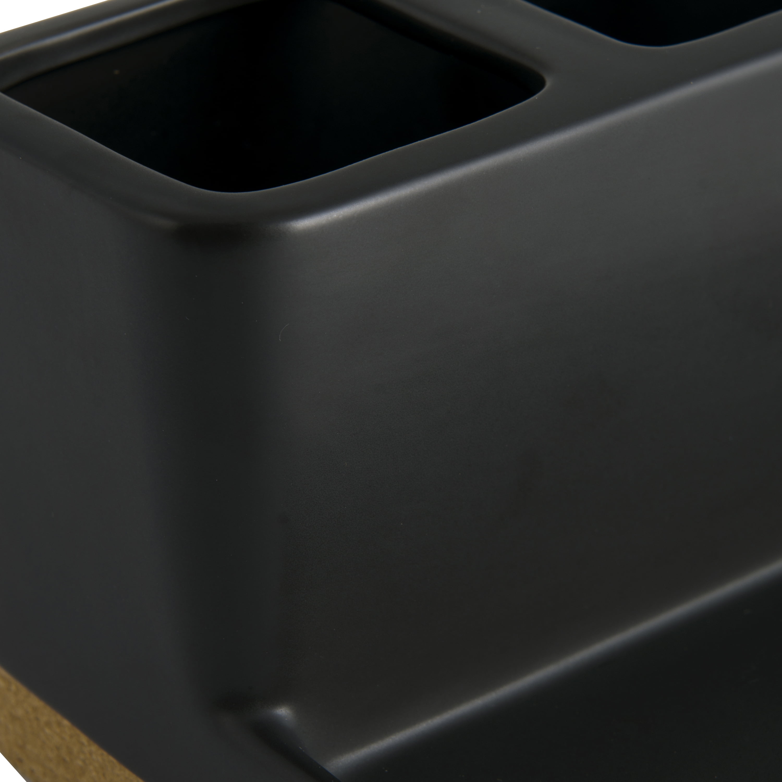 Better Homes & Gardens Matte Black and Cork Vanity Organizer with Tray and 3 Compartments