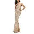 thumbnail image 2 of Robe de Soirée Petite Robe de Soirée une Épaule à Sequins Robe de Bal Longue Vêtements pour Femmes Adultes Beige Taille TG, 2 of 7