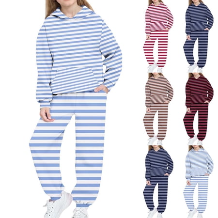 LVHAOGJOB Teens Sweatsuits Warm Hoodie Sweatshirts & Jogger Sweatpants Soft Pullover with Pockets 2 PC Clothing Sets for Kids Graphic