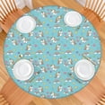thumbnail image 2 of Blue Cartoon Unicorn Rainbow Star Heart Pattern Round Fitted Tablecloth with Elastic Edge,Dining Table Cover Waterproof,Outdoor Round Tablecloth for Camping,Dining,Indoor and Outdoor, 2 of 7