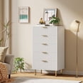 thumbnail image 3 of EastVita Fluted 5 Drawer Storage Dresser - Tall Modern Chest with Ample Deep Drawers and Wide Top - Wooden Organizer for Living Room/Hallway/Kids Room - White, 3 of 8