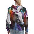 thumbnail image 7 of Wukai Colorful Haired White Horse Print Womens Hoodies Fleece Sweatshirts Long Sleeve Sweaters Pullover Fall Outfits Winter Clothes-XX-Large, 7 of 7