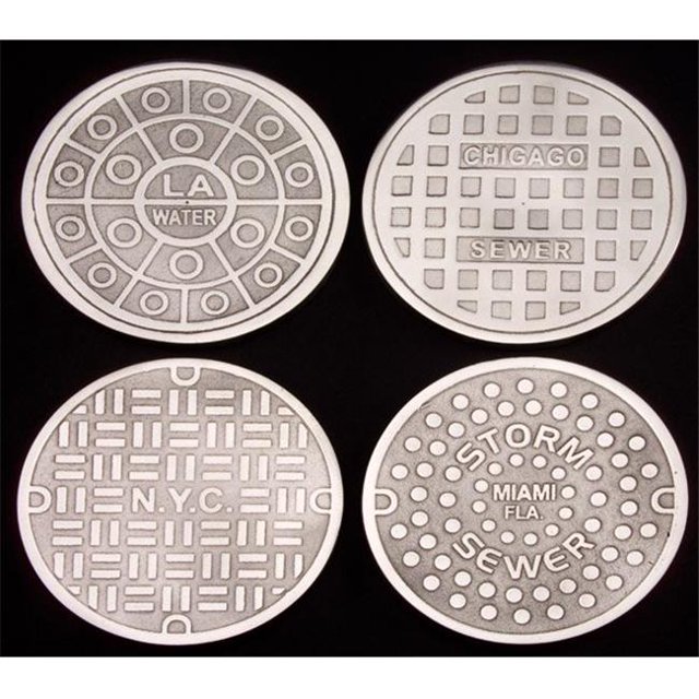 Godinger 4 Sous-Verres États-Unis Villes Trous d'Homme