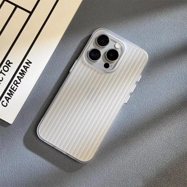 Luxury Natural Titanium PC Case for iPhone 16 15 14 13 Pro Max Plus Electroplated Grating Corrugated Hard Back Cover WT For iPhone 15 Pro Max