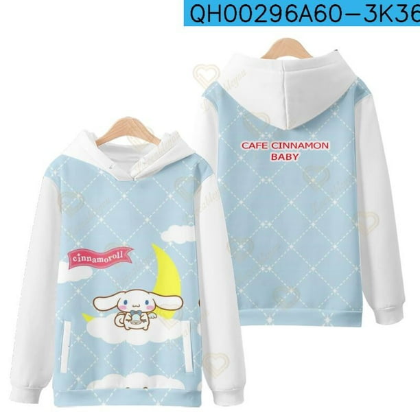 Sanrio-Sudadera con capucha de Cinnamoroll para mujer, suéter informal de dibujos animados Kawaii, ropa holgada de gran tamaño para estudiantes, primavera y otoño