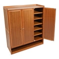 thumbnail image 5 of Free Standing 8-Tier Bamboo Shoe Rack, 3-Door Shoe Storage Cabinet with Metal Handles, Holds 30 Pairs of Shoes, Retro Style, 5 of 9