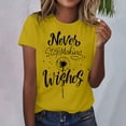 thumbnail image 2 of Weikingp Crew Neck T Shirts For Women Womens Summer Tops Women's Dandelion Printed Shirt Short Sleeve Round Neck T Shirt Fashion TopGraphic Tees For Women Yellow 2XL, 2 of 4