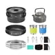 thumbnail image 2 of Kit de utensilios de cocina para acampar, juego de cocina para acampar con asa plegable y paño de limpieza, olla, sartén y hervidor para mochileros. negro, 2 of 7
